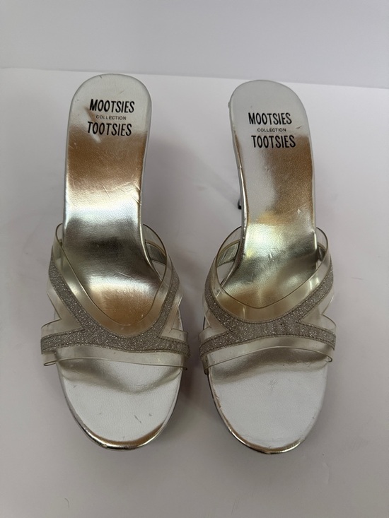 Mootsies Tootsies Shoes - Mootsies Tootsies Silver Glitter Strappy Slide Heels